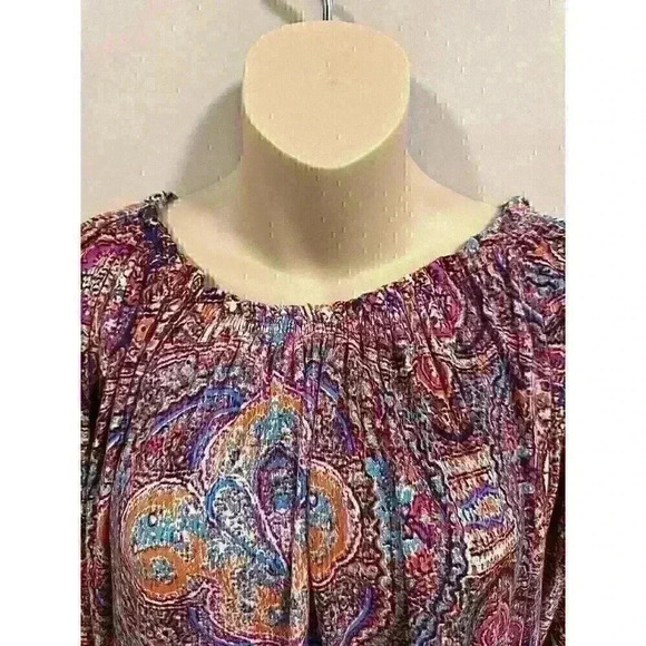 Cupio Women's Large Boho Bohemian Hippie Multicolored Tunic Blouse Top Viscose - Picture 5 of 7